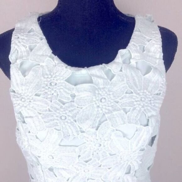 ASTR Sleeveless Lace Dress Sheath Round Neck Pastel Green L - Picture 7 of 12